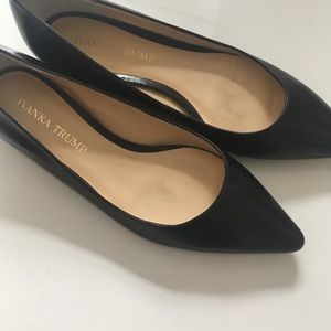 Black leather flats, size 5.5, nearly new
